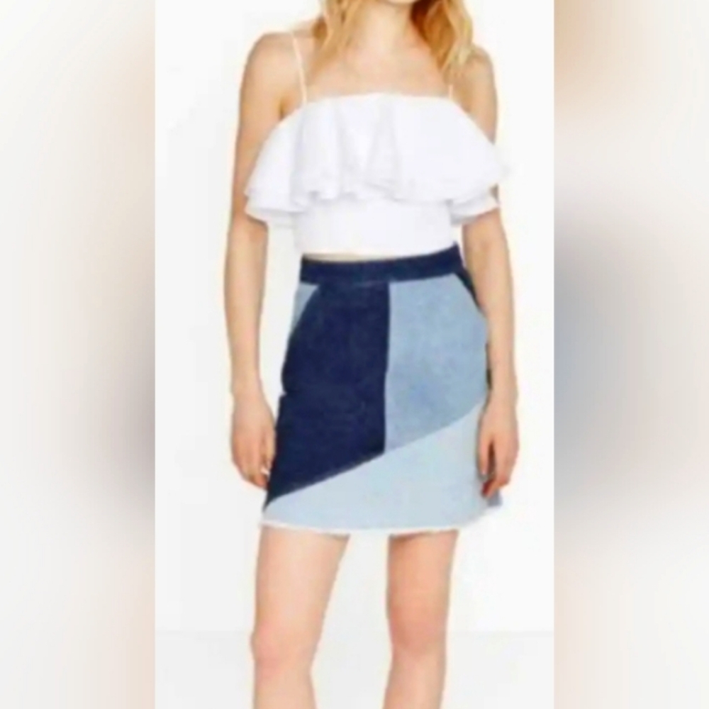 Zara High-Waist Denim Skirt